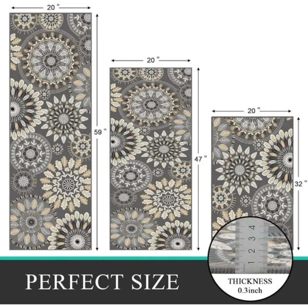 New 3-Piece Kitchen Rug Set, Washable Non-Slip Farmhouse Mats for Floor